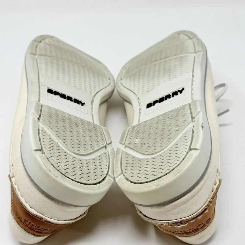Sperry Top Sider Boat Shoes Mens 11 M Ivory White Leather 2 Eye Casual Moccasin